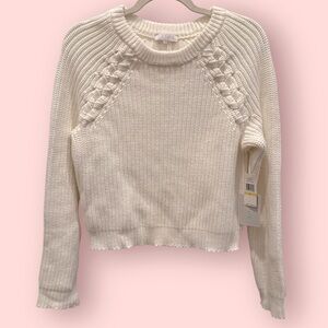 NWT 1.State Cream Chunky Knit Cotton Blend Sweater